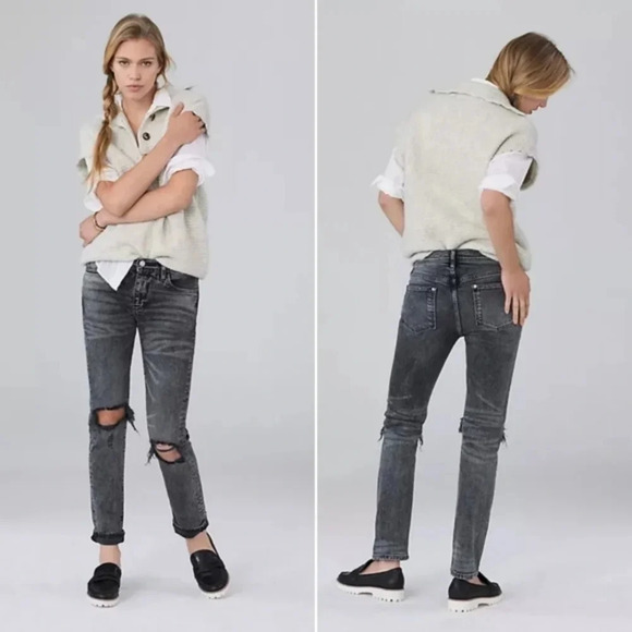 Anthropologie Pilcro Slim Boyfriend Jeans in Washed Black Distressed 31 (12) - Picture 16 of 16